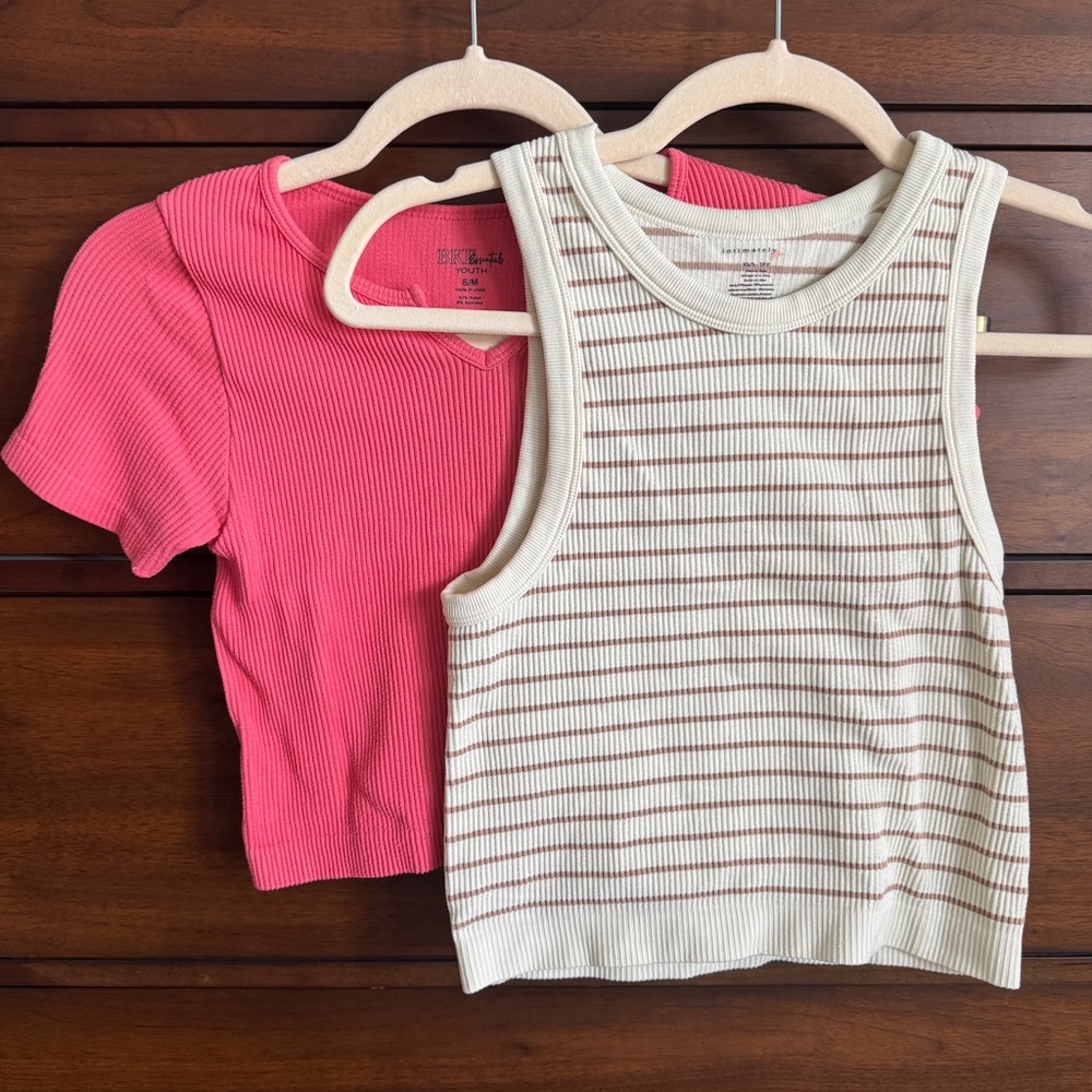 Intimately Free People Cream Striped Crop Tank XS